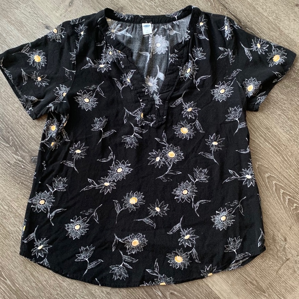 Old Navy Black Floral Top